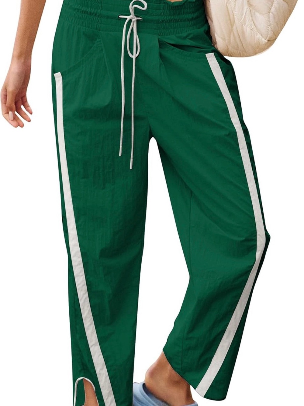 Women’s Green Track Pants with Side Stripe
